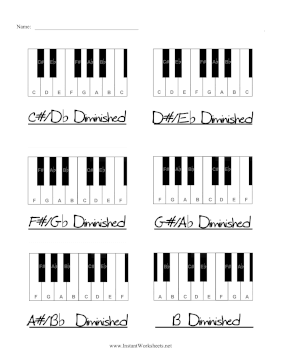 Piano Uncommon Diminished Chords Fill-In-The Blank
