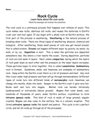 Rock Cycle Comprehension 