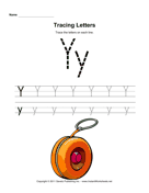 Tracing Letters Y 