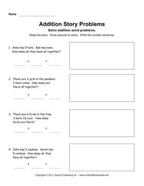 Addition Story Problems 