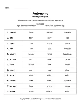 Antonyms 