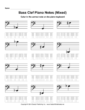 Bass Clef Piano Notes Mixed