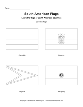 Color South American Flags 2