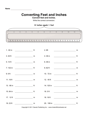 Convert Inches Feet 