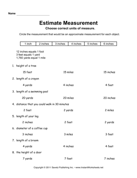 Estimate Measurement 