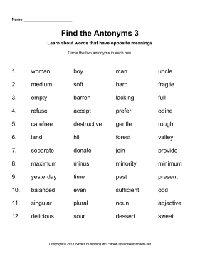 Find Two Antonyms 3