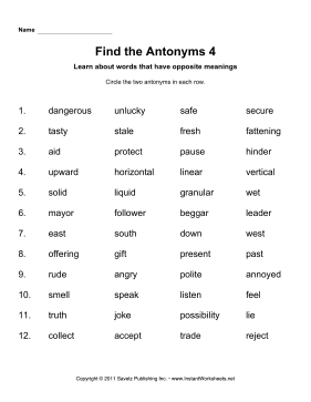 Find Two Antonyms 4