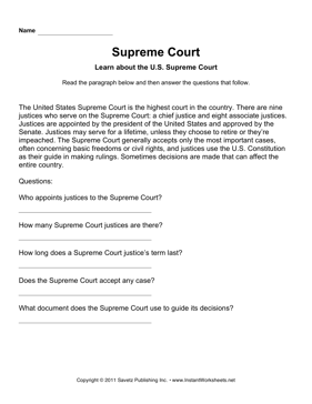 Government Supreme Court Comprehension