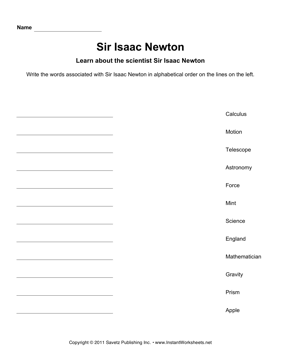 Important Scientists Alphabetize Sir Isaac Newton