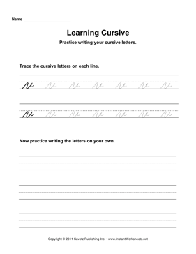 Lowercase V Cursive 