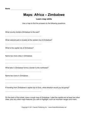 Maps Africa Zimbabwe Facts