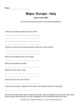 Maps Europe Italy Facts