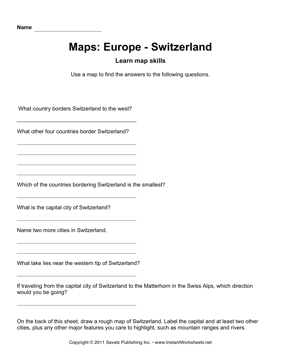 Maps Europe Switzerland Facts