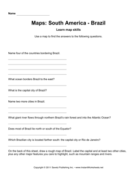 Maps South America Brazil Facts