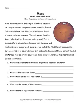 Mars Comprehension 