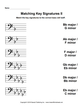 Matching Key Signatures Bass Clef II