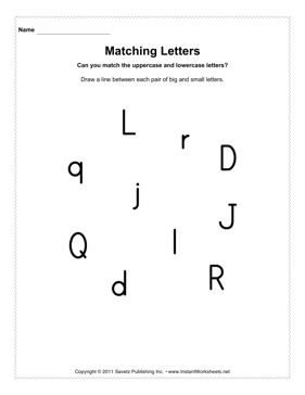 Matching Letters D J L R Q 