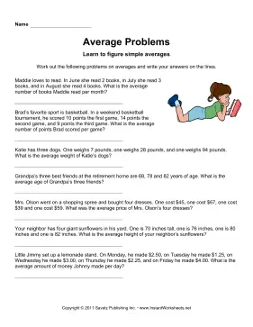 Math Word Problems Averages