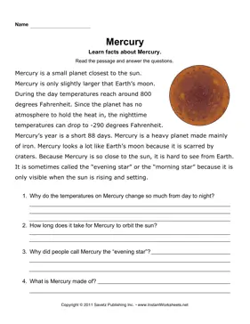 Mercury Comprehension 