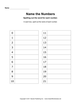 Name Numbers 