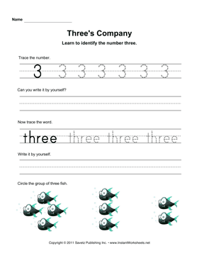 Number 3 Worksheet 