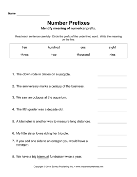 Number Prefixes 