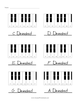 Piano Common Diminished Chords Fill-In-The Blank