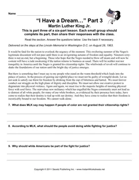 Social Studies MLK Speech Part 3