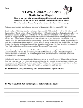 Social Studies MLK Speech Part 6