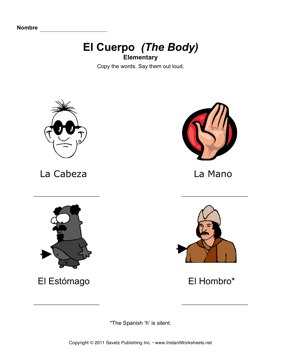 Spanish Body Parts 1