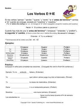 Spanish E-IE Verbs