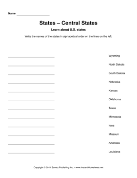 States Alphabetize Central