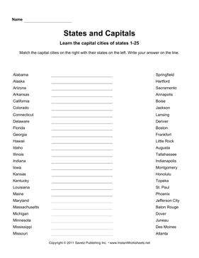 States Capitals AL MO