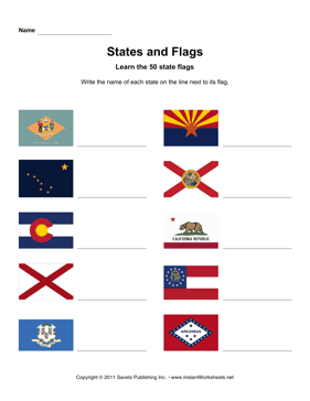 States Flags Names DE AR