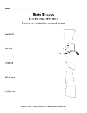 States Shapes Lines AL CA