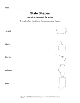 States Shapes Lines HI IA