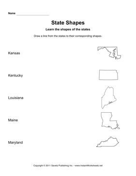 States Shapes Lines KS MD