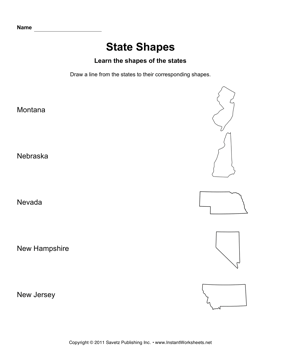 States Shapes Lines MT NJ