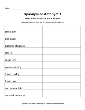 Synonym Or Antonym 1