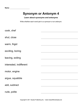 Synonym Or Antonym 4