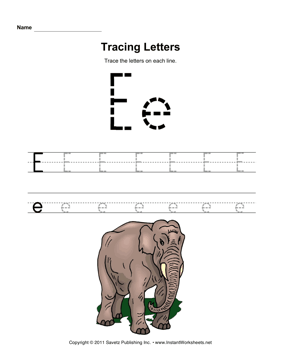 Tracing Letters E 