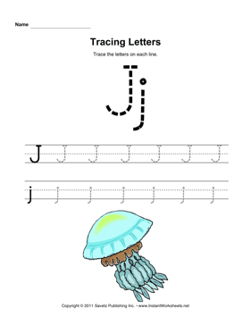 Tracing Letters J 