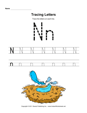 Tracing Letters N 