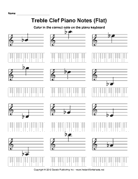 Treble Clef Piano Notes Flat
