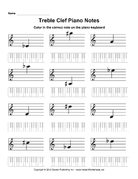 Treble Clef Piano Notes Mixed