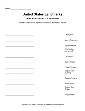 U.S. Landmarks Alphabetize