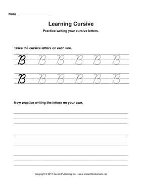 Uppercase B Cursive 