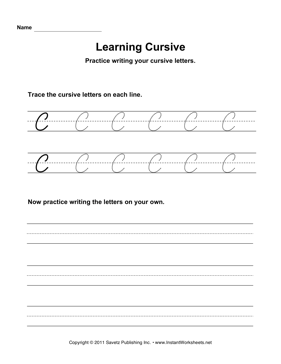 Uppercase C Cursive 