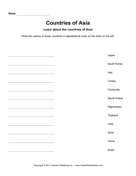 Countries Alphabetize Asia