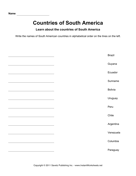 Countries Alphabetize South America